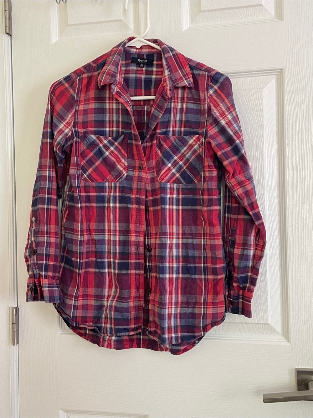 Madewell Red and Blue Plaid Button-Up Shirt